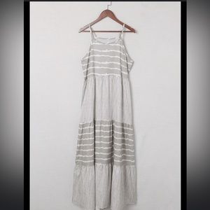 NWOT Gray Striped Spaghetti Strap Long Dress
